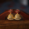 Ruby Blossom Gold Jhumkas
