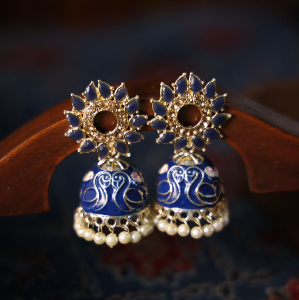 Royal Blue Enamel Jhumka