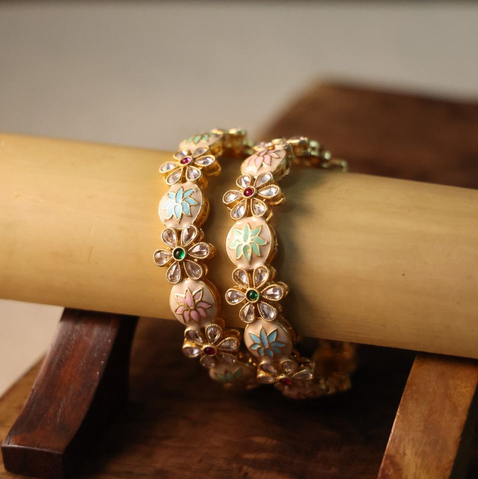 Pastel Meenakari Floral Bangle Set
