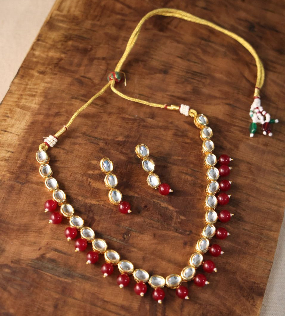 Ruby red Drop Kundan Choker Set