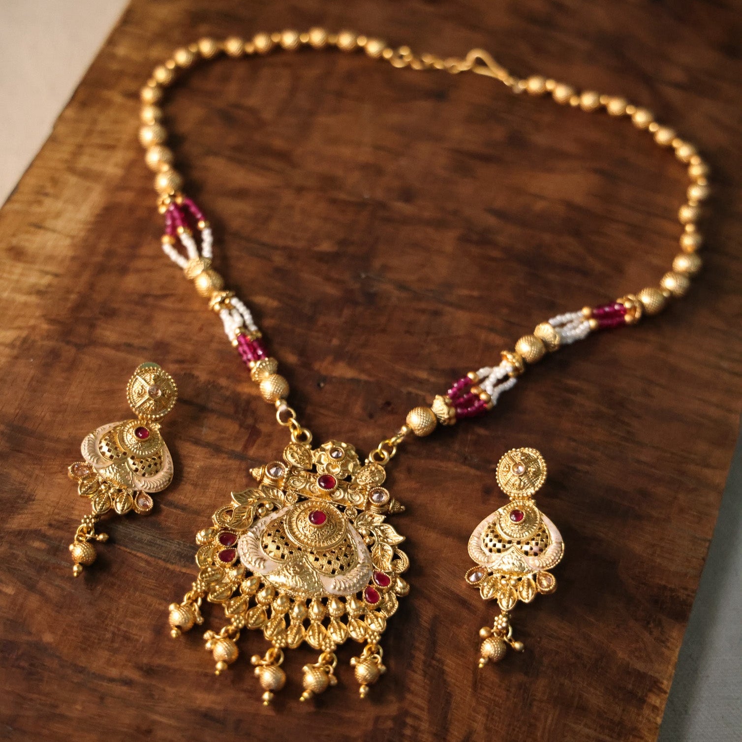 Antique Gold Temple Jewelry Set