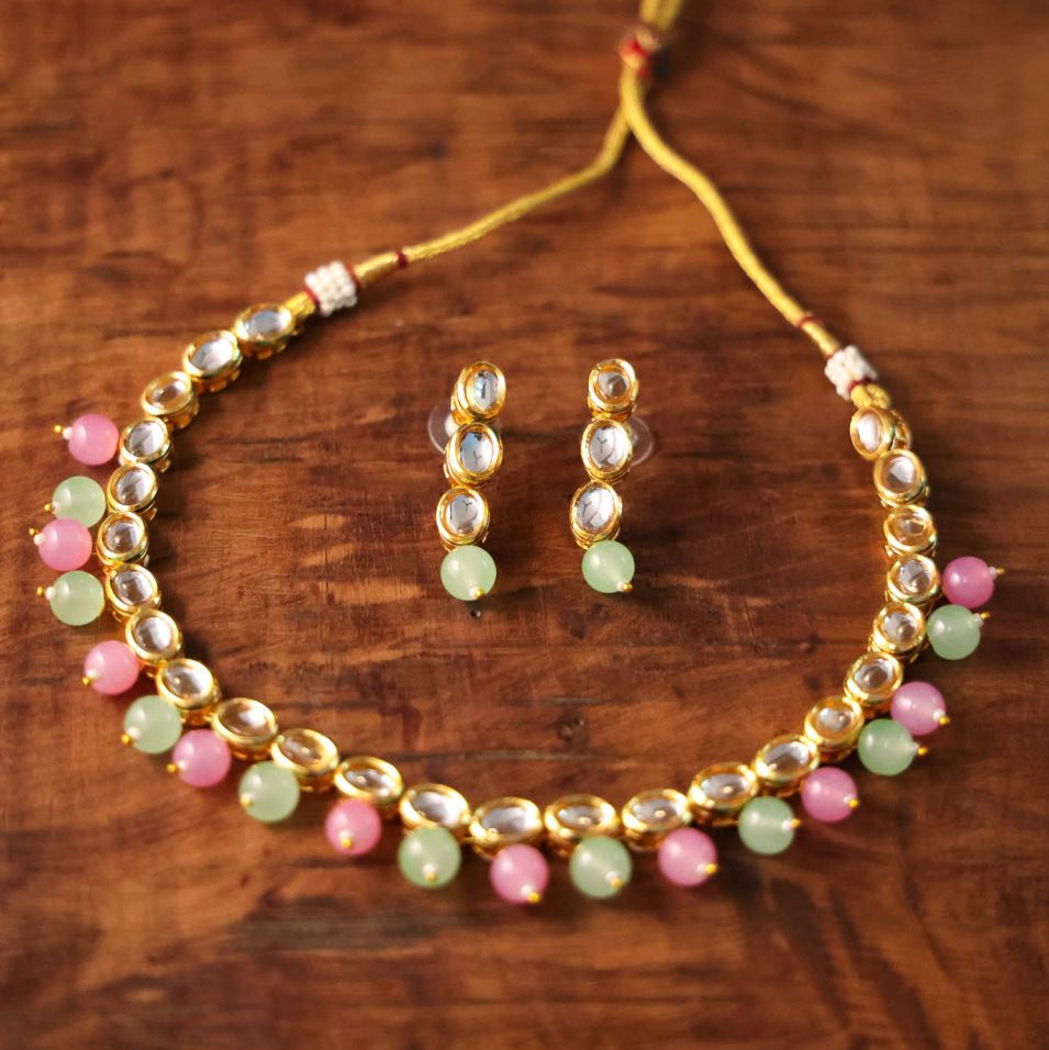 Pastel Kundan Stone Choker Set