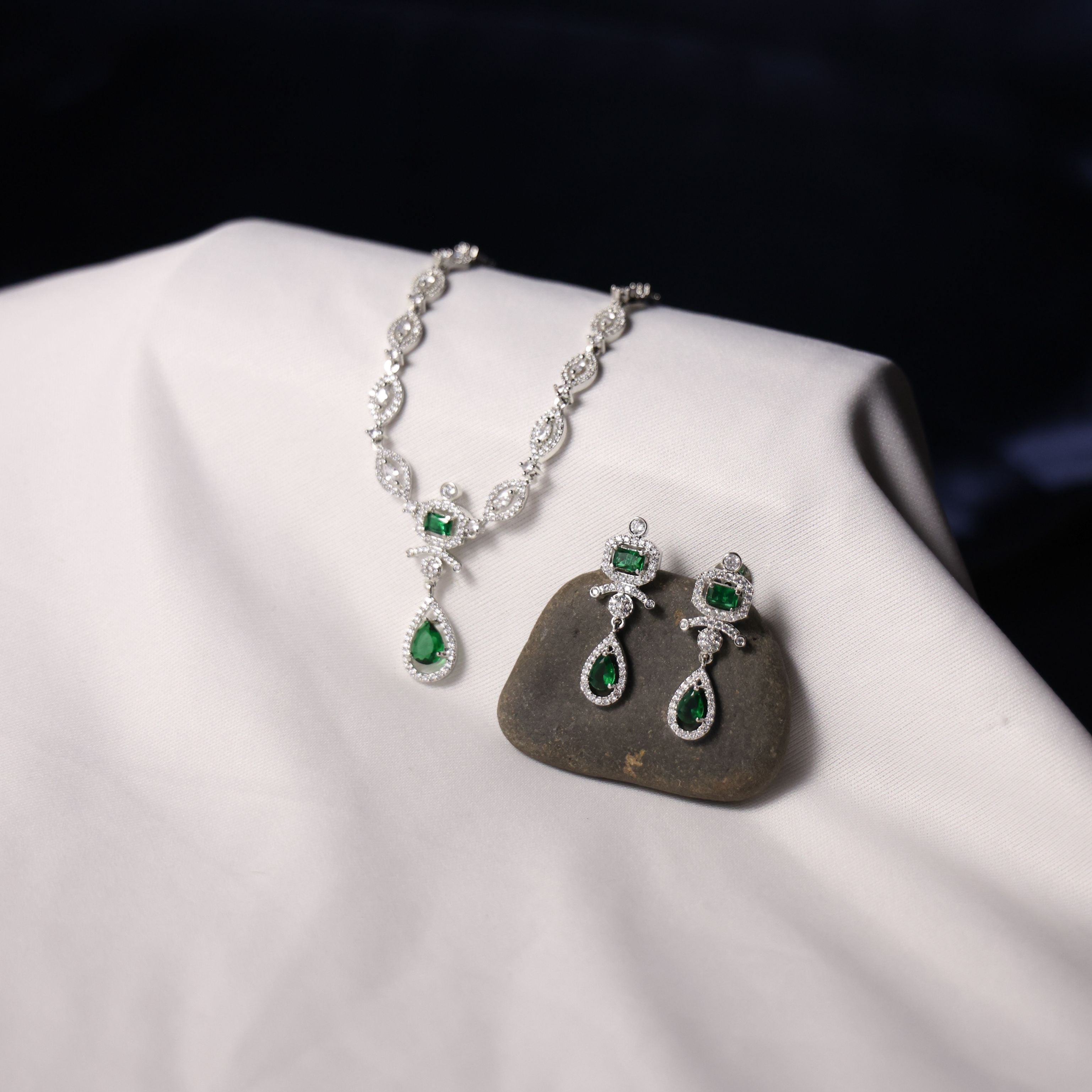 Regal Emerald-Cut Zirconia Chandelier Set