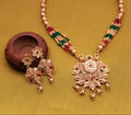 Rose Gold Floral Meenakari Necklace Set