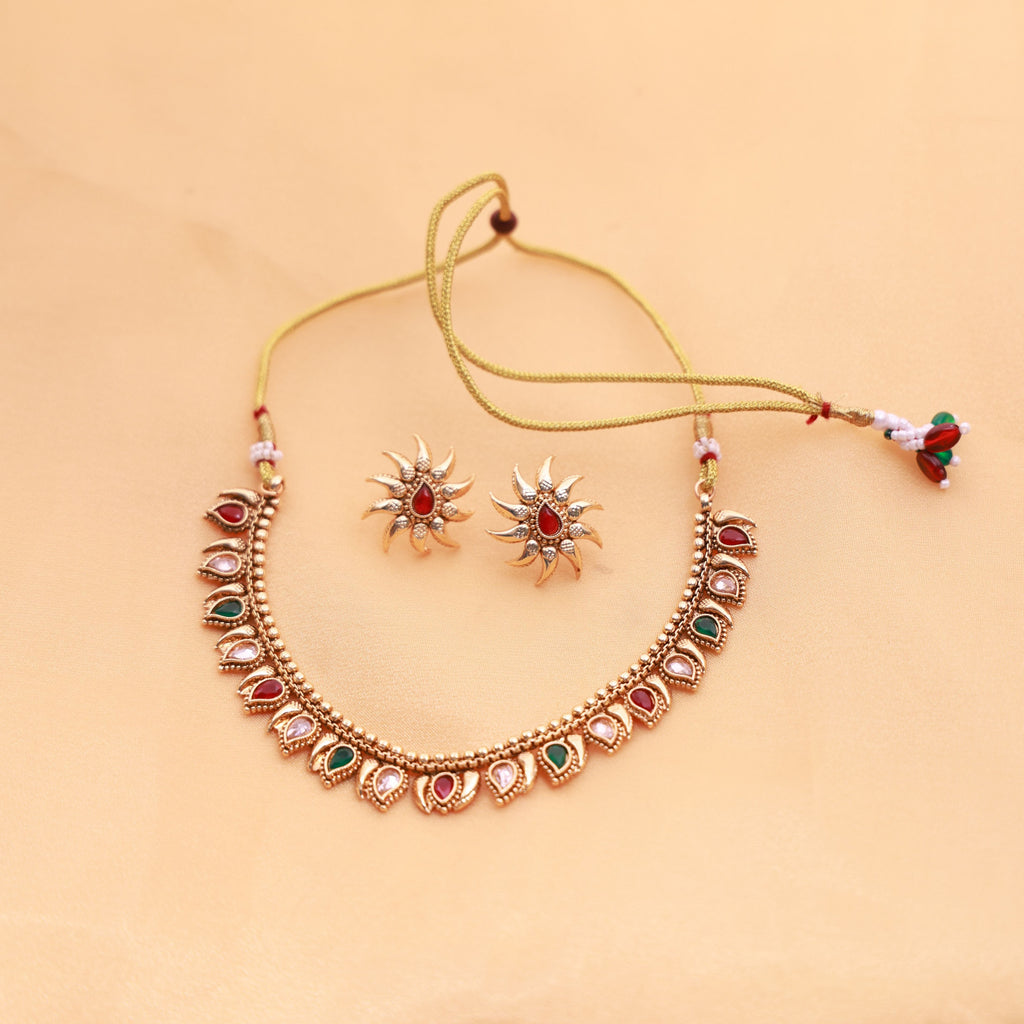 Antique Ruby & Emerald Meenakari Choker