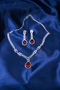 Rhodium Red Pear-Cut Zirconia Set