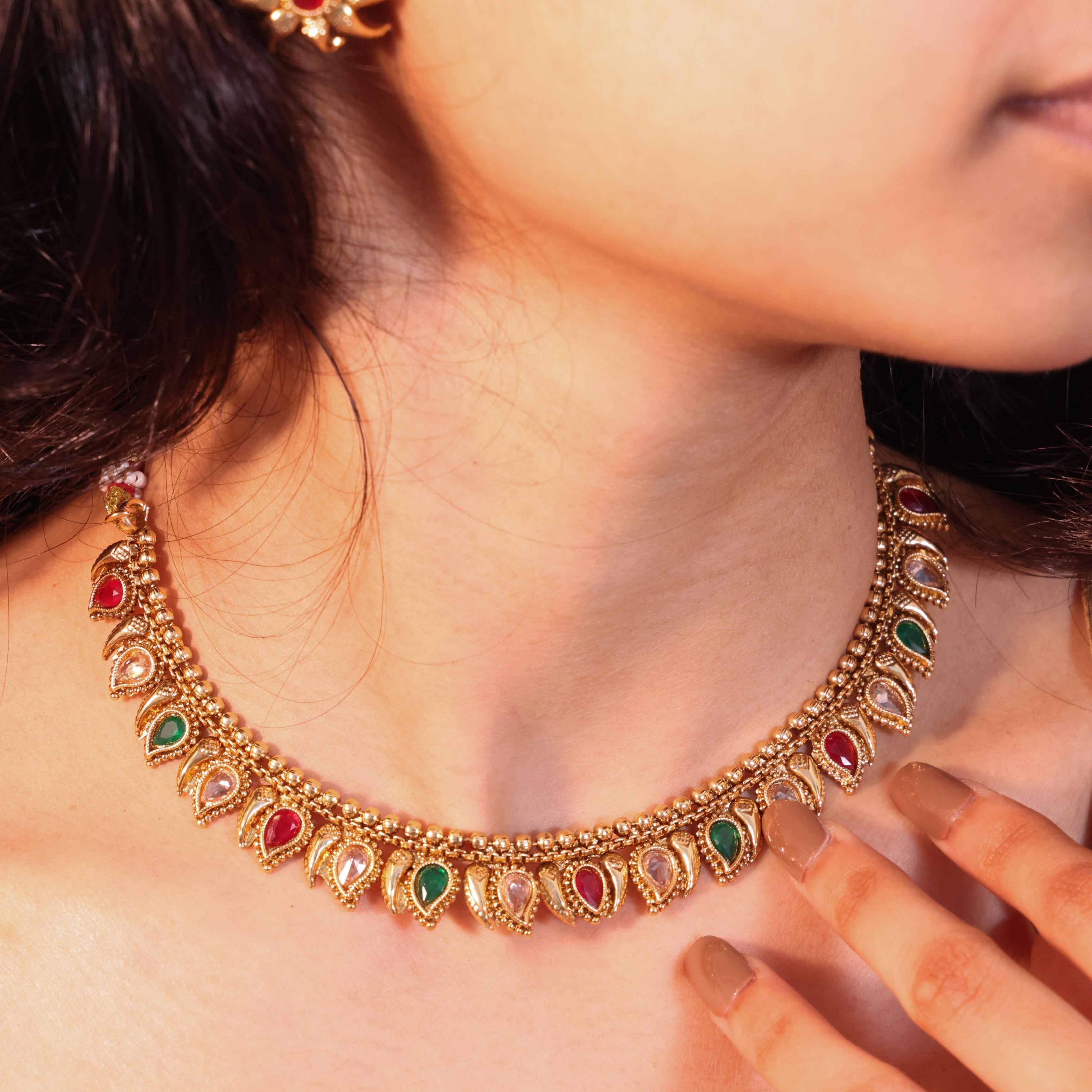 Antique Ruby & Emerald Meenakari Choker