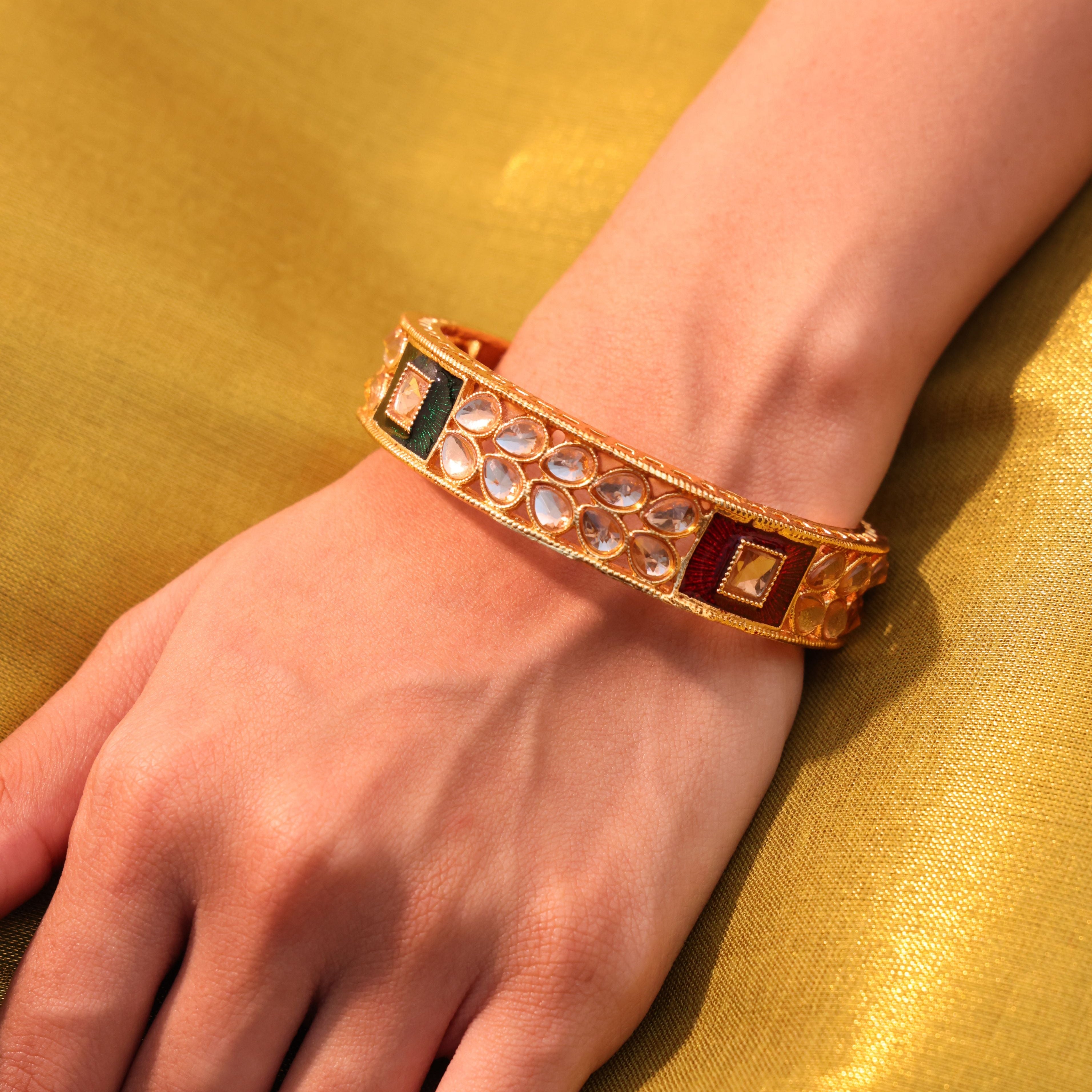 Meenakari & Kundan Gold Bangle Pair