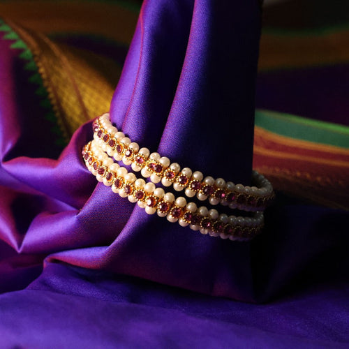Ruby Pearl Fusion Bangles